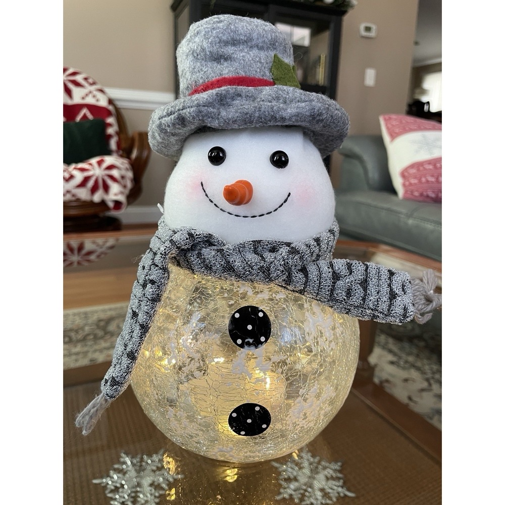 LED Lighted Glassβ Frosty Snowman 9.84" X 5.91" Christmas